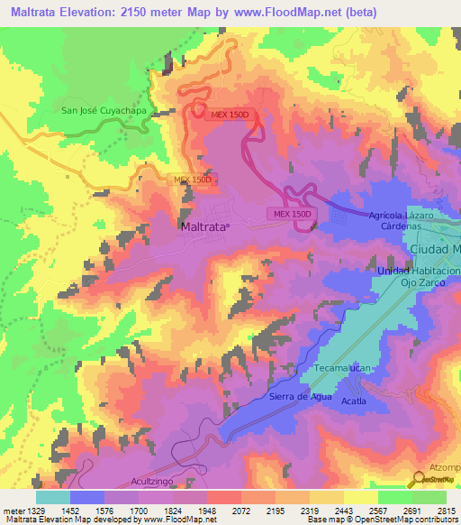 Maltrata,Mexico Elevation Map