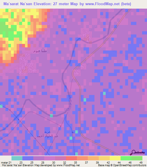 Ma`sarat Na`san,Egypt Elevation Map