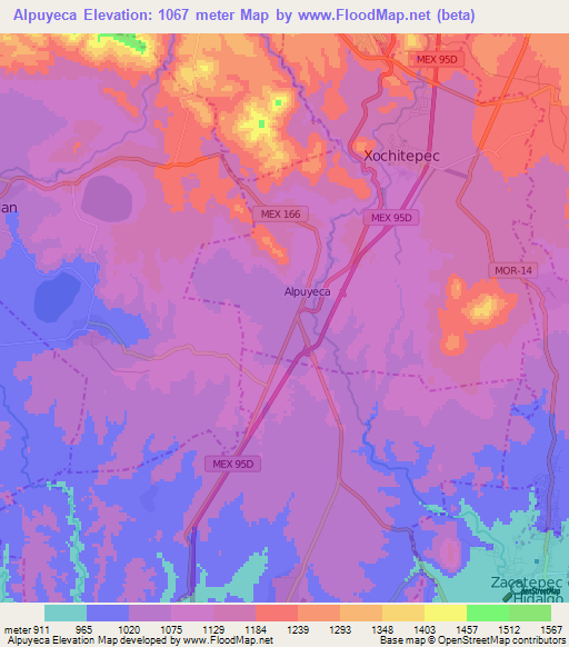Alpuyeca,Mexico Elevation Map