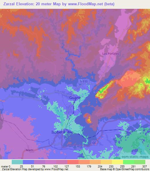 Zarzal,Cuba Elevation Map