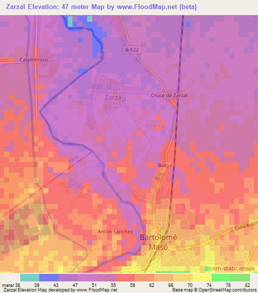 Zarzal,Cuba Elevation Map