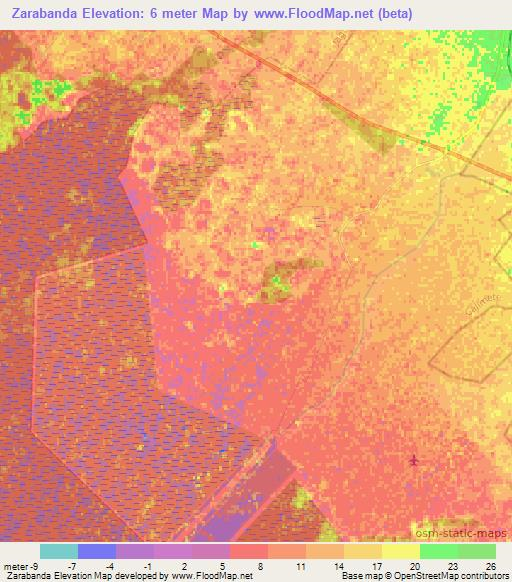 Zarabanda,Cuba Elevation Map