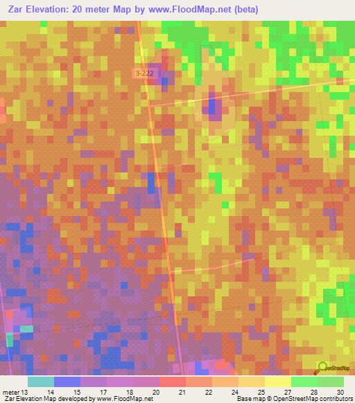 Zar,Cuba Elevation Map