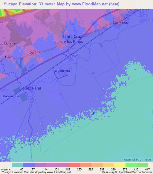 Yucayo,Cuba Elevation Map