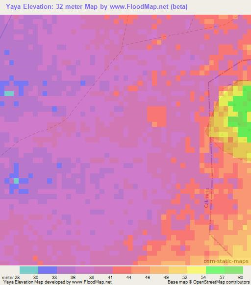 Yaya,Cuba Elevation Map