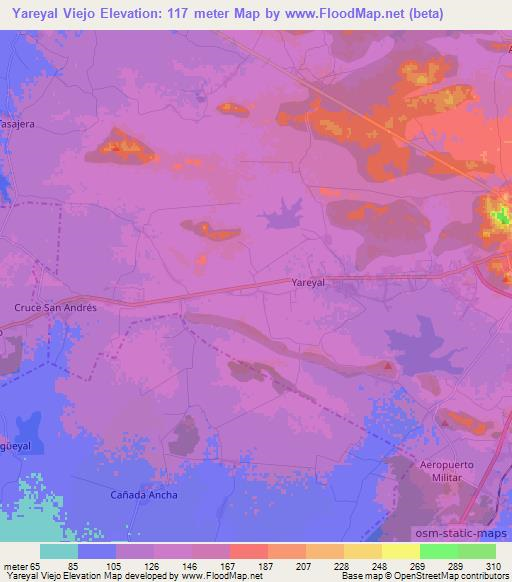 Yareyal Viejo,Cuba Elevation Map