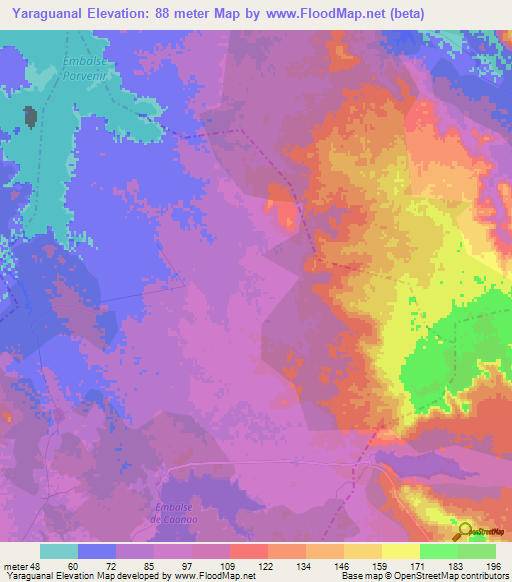 Yaraguanal,Cuba Elevation Map