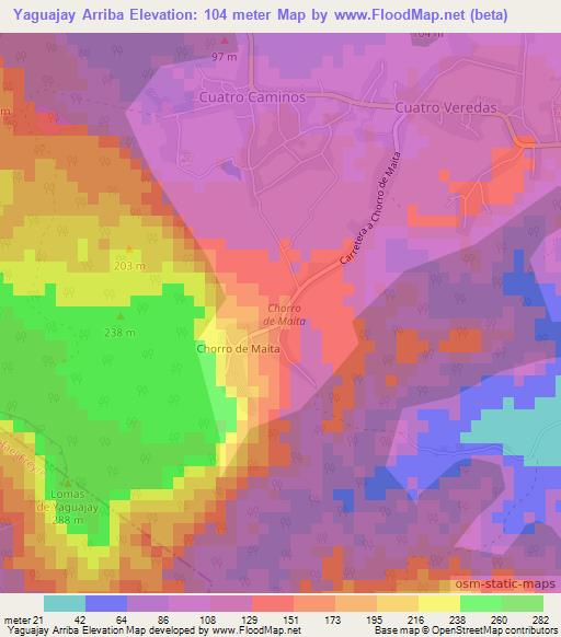 Yaguajay Arriba,Cuba Elevation Map