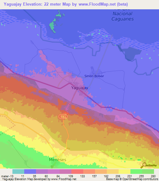 Yaguajay,Cuba Elevation Map