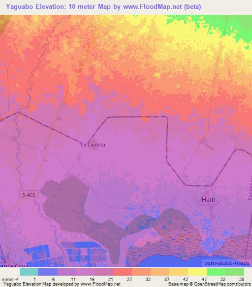 Yaguabo,Cuba Elevation Map