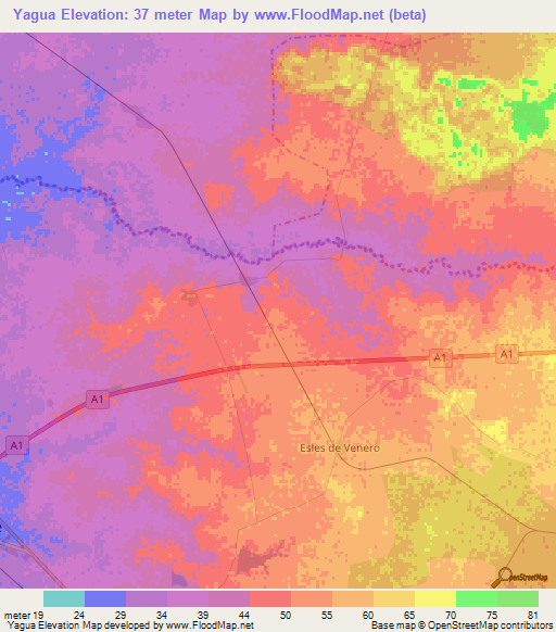 Yagua,Cuba Elevation Map