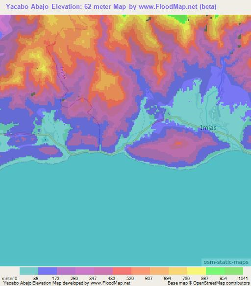 Yacabo Abajo,Cuba Elevation Map