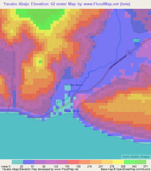 Yacabo Abajo,Cuba Elevation Map