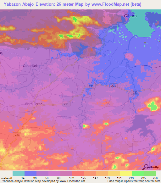 Yabazon Abajo,Cuba Elevation Map