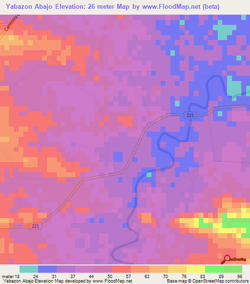 Yabazon Abajo,Cuba Elevation Map