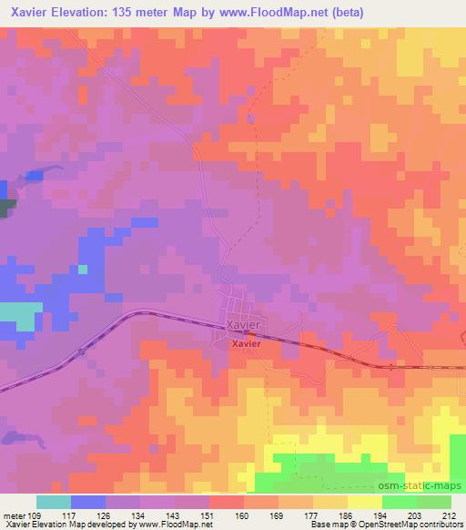Xavier,Cuba Elevation Map
