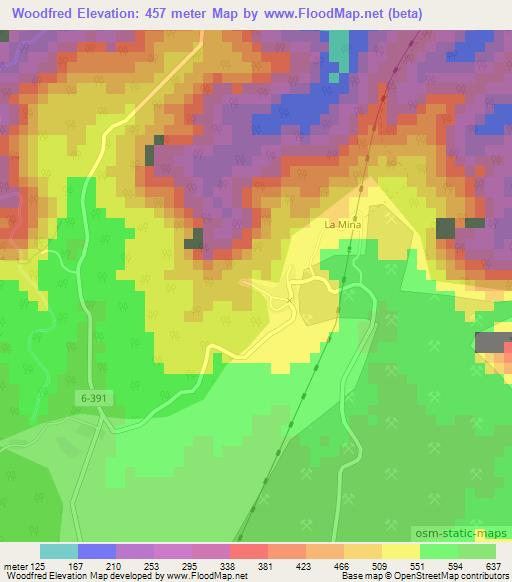 Woodfred,Cuba Elevation Map