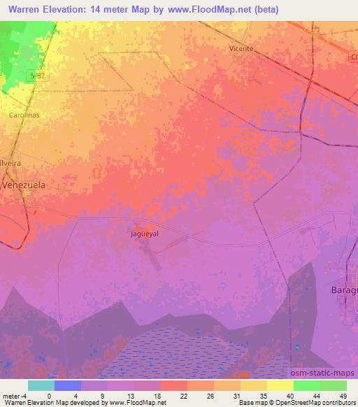 Warren,Cuba Elevation Map