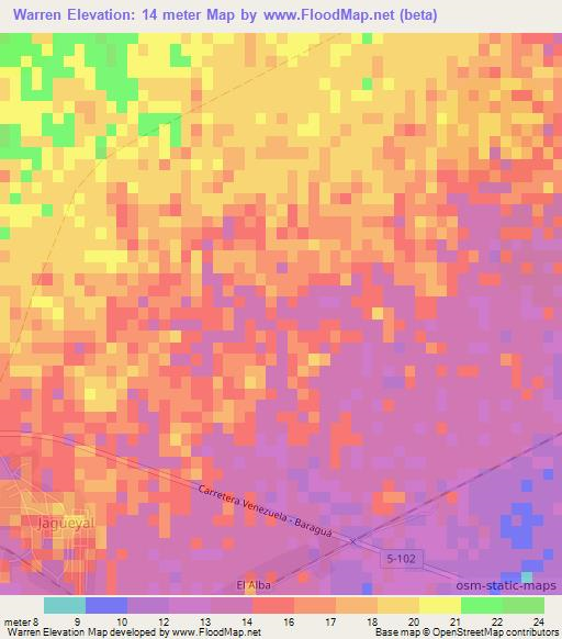 Warren,Cuba Elevation Map