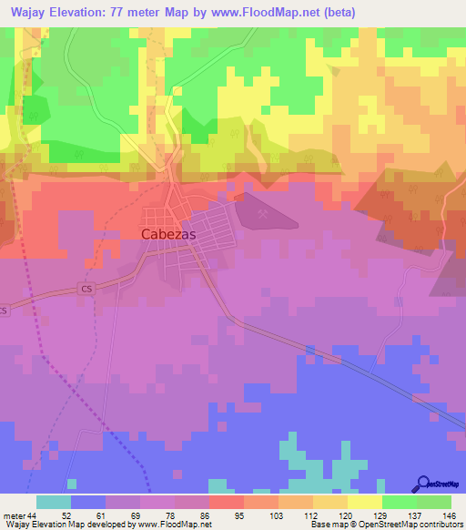 Wajay,Cuba Elevation Map