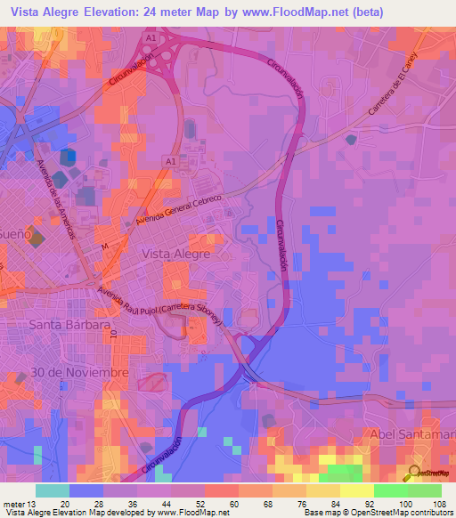 Vista Alegre,Cuba Elevation Map