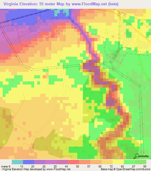 Virginia,Cuba Elevation Map
