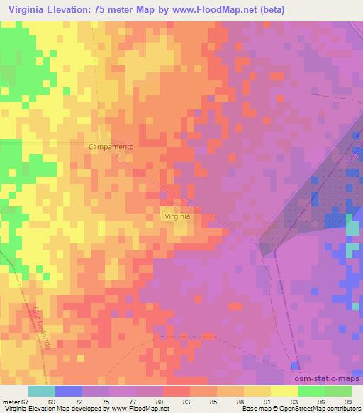 Virginia,Cuba Elevation Map