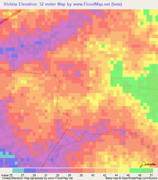 Violeta,Cuba Elevation Map