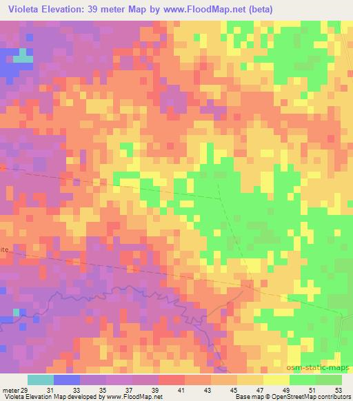 Violeta,Cuba Elevation Map