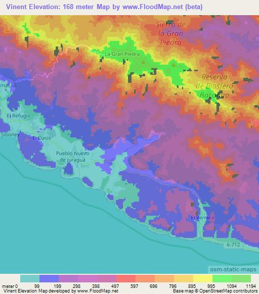 Vinent,Cuba Elevation Map