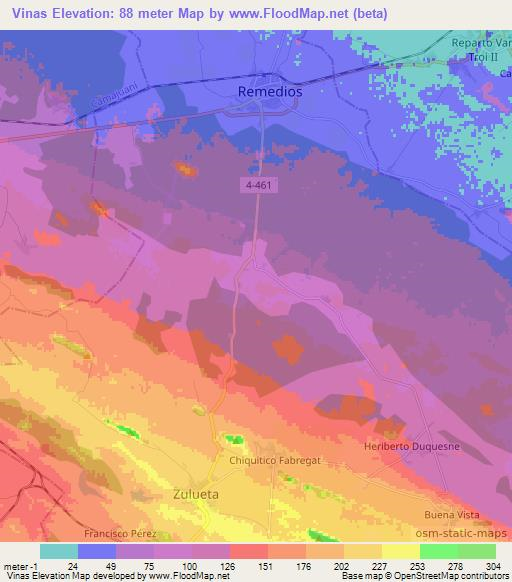 Vinas,Cuba Elevation Map