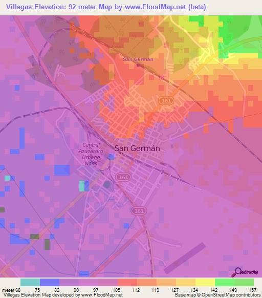 Villegas,Cuba Elevation Map