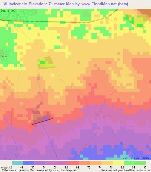 Villavicencio,Cuba Elevation Map