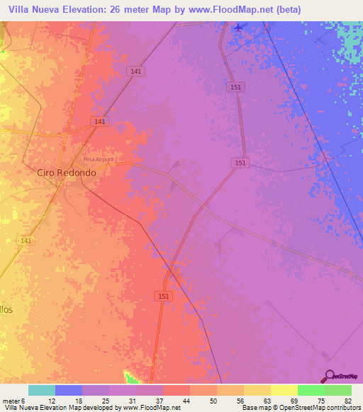 Villa Nueva,Cuba Elevation Map
