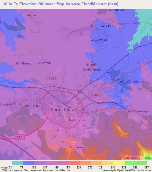 Villa Fe,Cuba Elevation Map