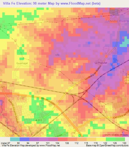 Villa Fe,Cuba Elevation Map