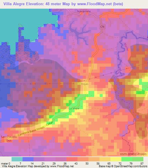 Villa Alegre,Cuba Elevation Map