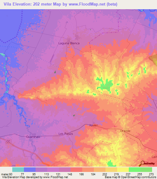 Vila,Cuba Elevation Map