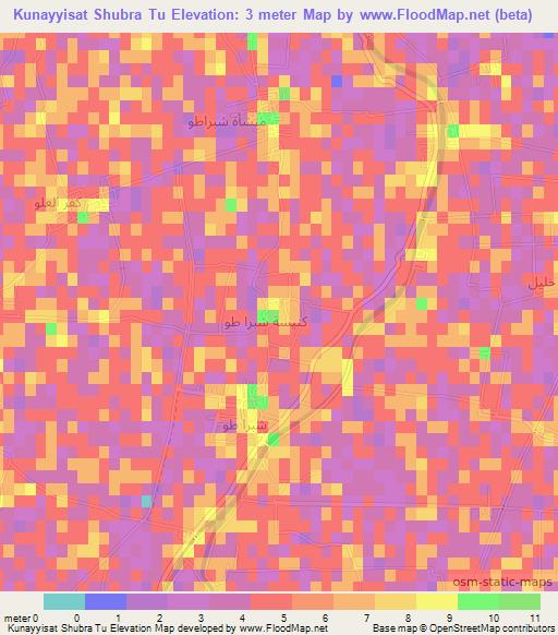 Kunayyisat Shubra Tu,Egypt Elevation Map
