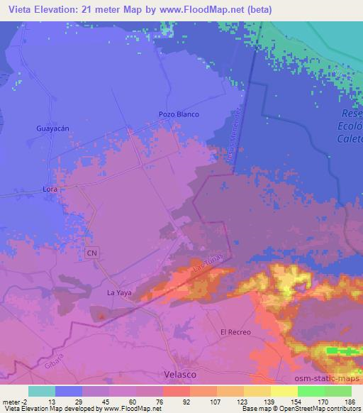 Vieta,Cuba Elevation Map