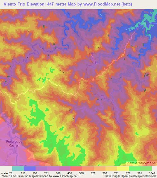 Viento Frio,Cuba Elevation Map