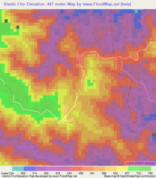 Viento Frio,Cuba Elevation Map