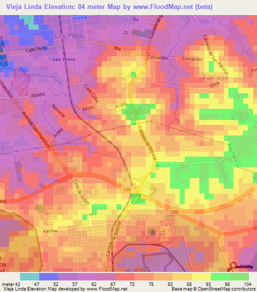 Vieja Linda,Cuba Elevation Map