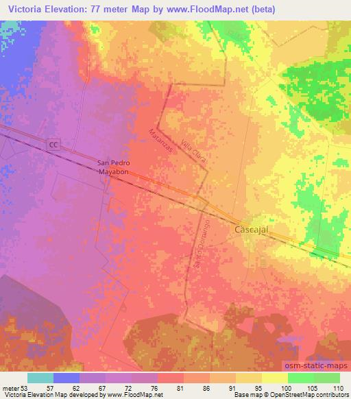 Victoria,Cuba Elevation Map