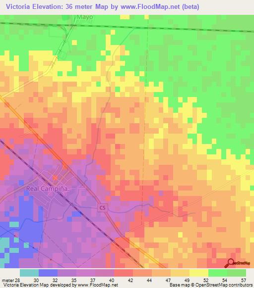 Victoria,Cuba Elevation Map