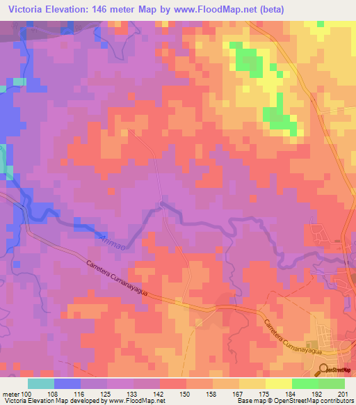 Victoria,Cuba Elevation Map