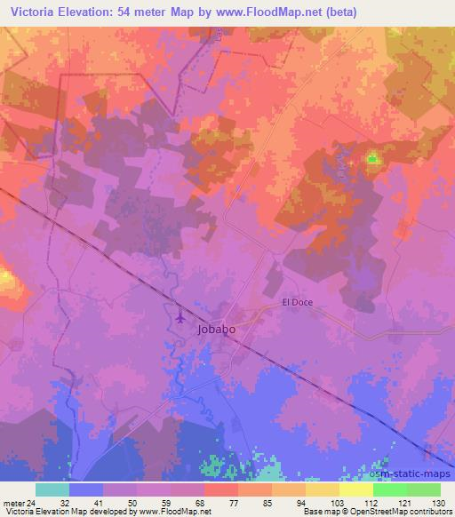 Victoria,Cuba Elevation Map
