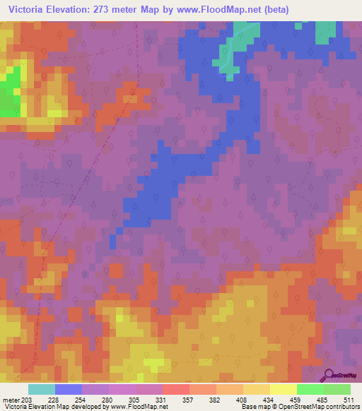 Victoria,Cuba Elevation Map