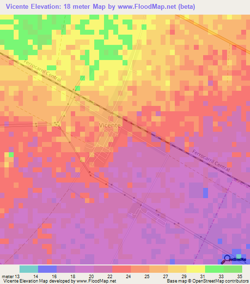 Vicente,Cuba Elevation Map