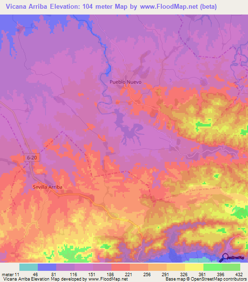 Vicana Arriba,Cuba Elevation Map